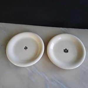 Starbucks Coffee Company Appetizer Plate Set‎ of 2 Cream Leaf Accent Restaurant